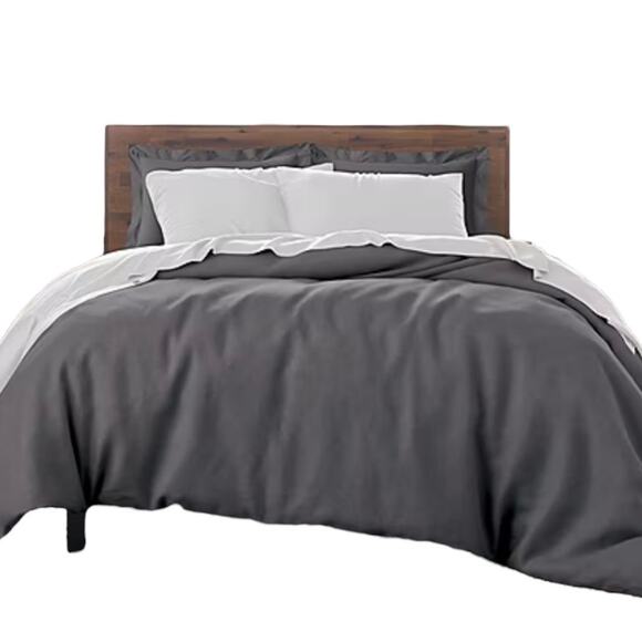 Ella Jayne Luxe Cotton Sateen 500 Thread Ct 3 Pc Duvet Cover Set Gray Full/Queen - Picture 1 of 3